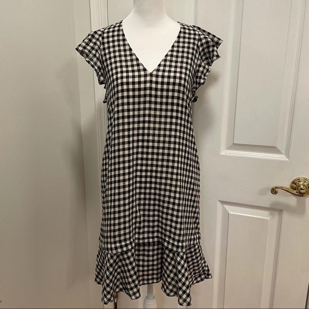 Madewell Gingham Flutter Sleeve Cotton Dress 0 - Picture 4 of 13